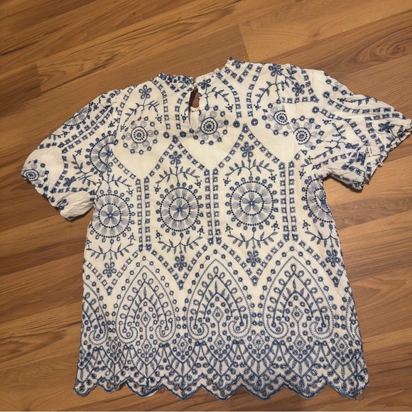 Hayden Navy and White Embroidered Blouse - Picture 6 of 6